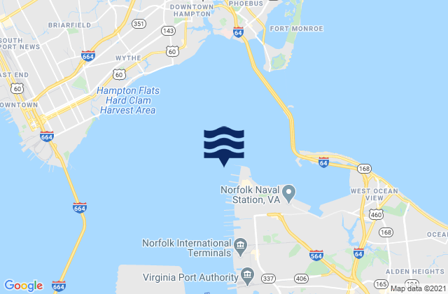 Sewells Point (Naval Station Norfolk), United Statesの潮見表地図