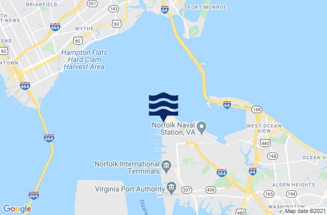 Sewells Point, United Statesの潮見表地図