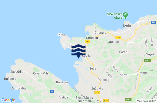 Seča, Sloveniaの潮見表地図