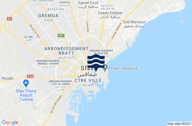 Sfax Sud, Tunisiaの潮見表地図