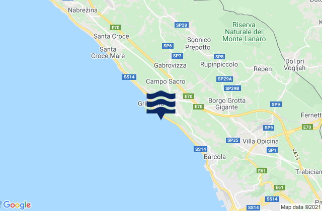 Sgonico, Italyの潮見表地図