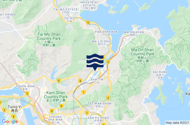 Sha Tin, Hong Kongの潮見表地図