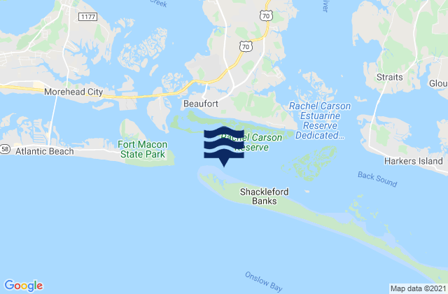 Shackleford Point NE of, United Statesの潮見表地図