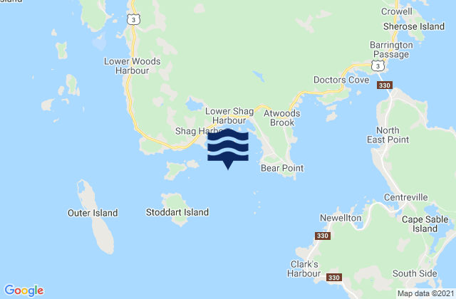 Shag Harbour, Canadaの潮見表地図