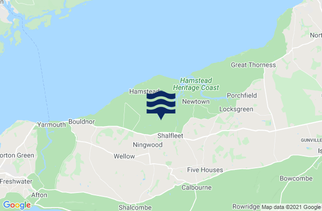 Shalfleet, United Kingdomの潮見表地図