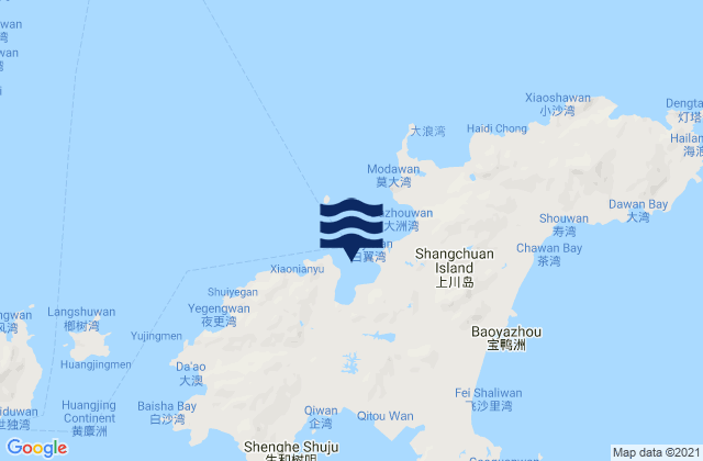 Shangchuan, Chinaの潮見表地図
