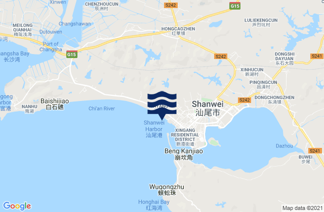Shanwei, Chinaの潮見表地図
