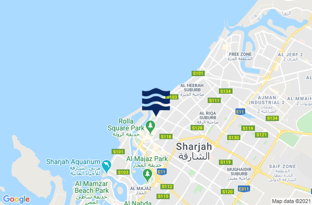 Sharjah (Ash Shariqah), Iranの潮見表地図