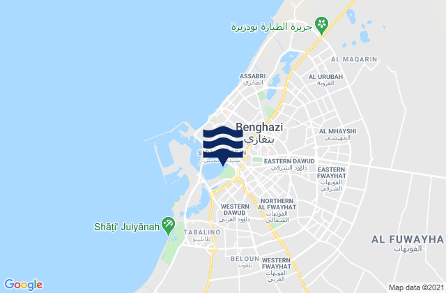 Sha‘bīyat Banghāzī, Libyaの潮見表地図