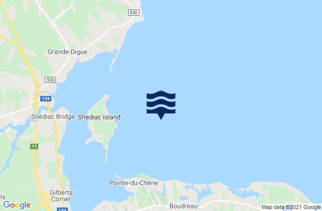 Shediac Bay, Canadaの潮見表地図