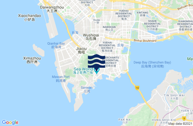 Shekou, Chinaの潮見表地図