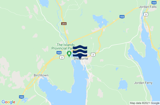 Shelburne, Canadaの潮見表地図