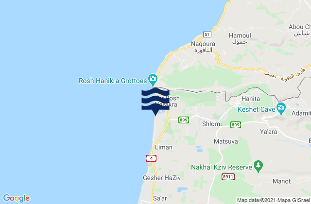 Shelomi, Israelの潮見表地図