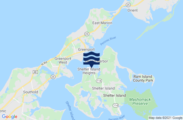 Shelter Island Heights, United Statesの潮見表地図