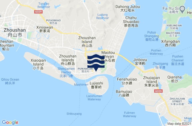 Shenjiamen, Chinaの潮見表地図