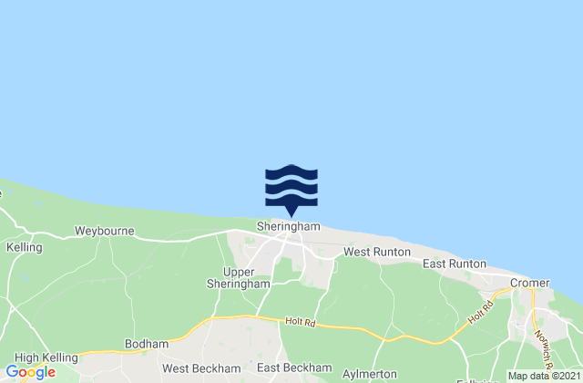 Sheringham Beach, United Kingdomの潮見表地図