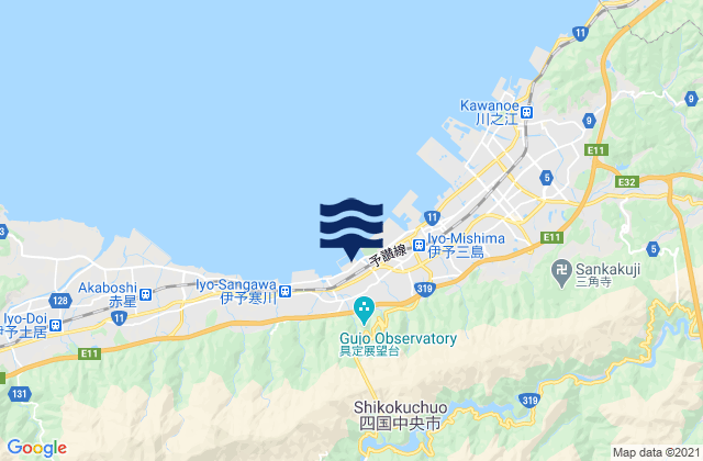 Shikoku-chūō Shi, Japanの潮見表地図