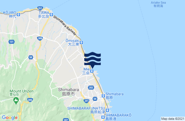 Shimabara-shi, Japanの潮見表地図