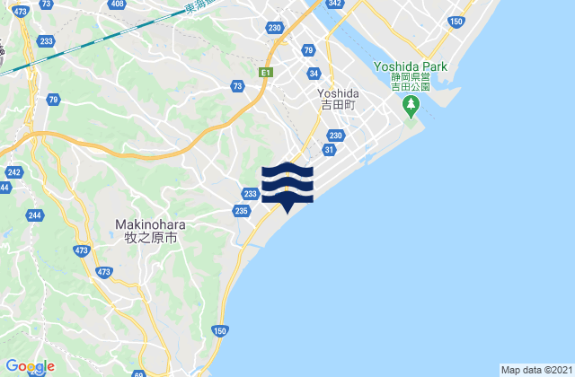 Shimada, Japanの潮見表地図