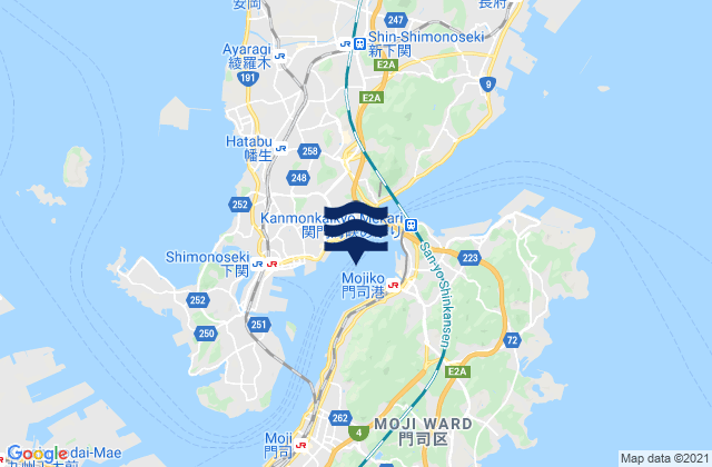 Shimonoseki, Japanの潮見表地図