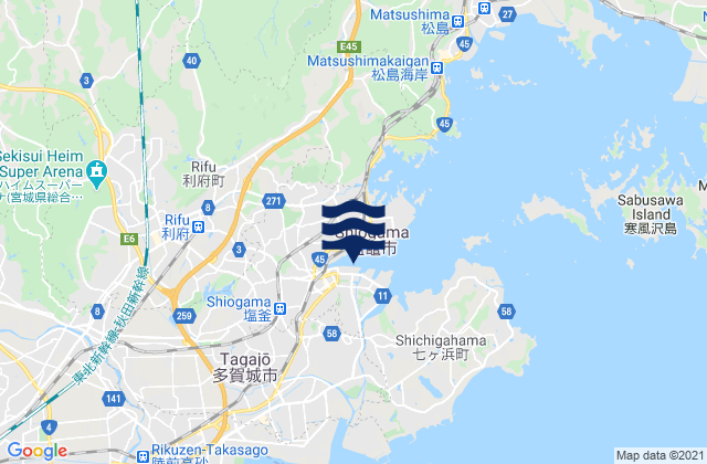Shiogama, Japanの潮見表地図