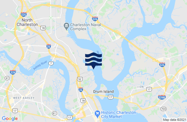 Shipyard Creek entrance, United Statesの潮見表地図