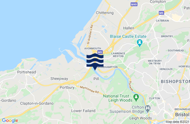 Shirehampton, United Kingdomの潮見表地図