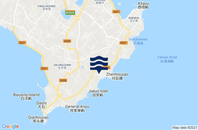 Shizhencun, Chinaの潮見表地図