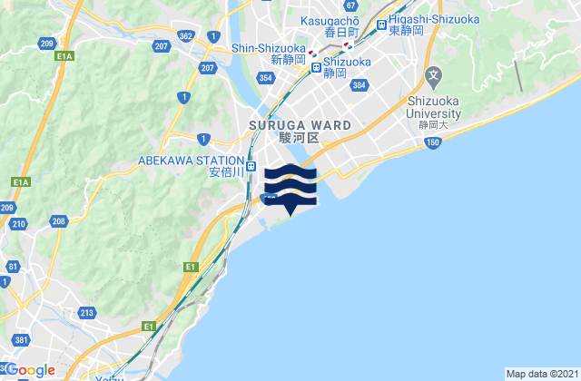 Shizuoka, Japanの潮見表地図