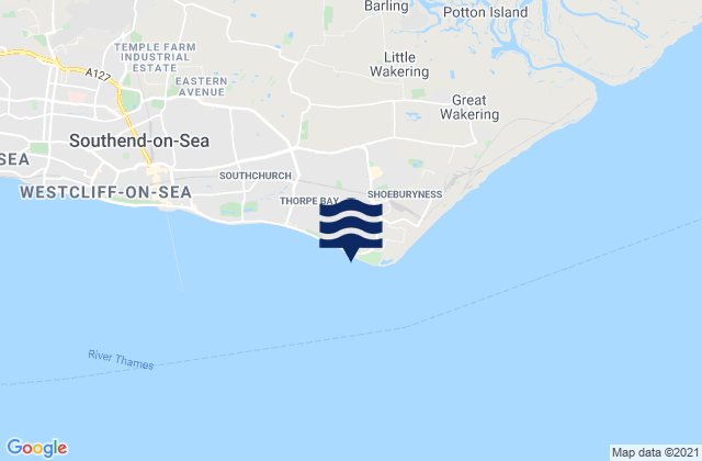 Shoebury Common Beach, United Kingdomの潮見表地図