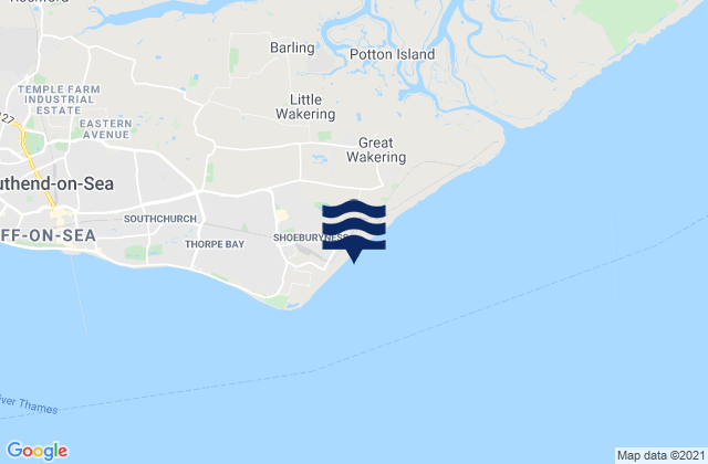 Shoebury East Beach, United Kingdomの潮見表地図