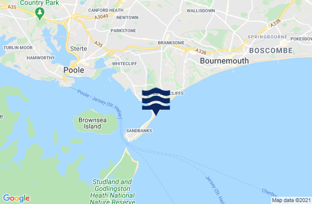 Shore Road Beach, United Kingdomの潮見表地図