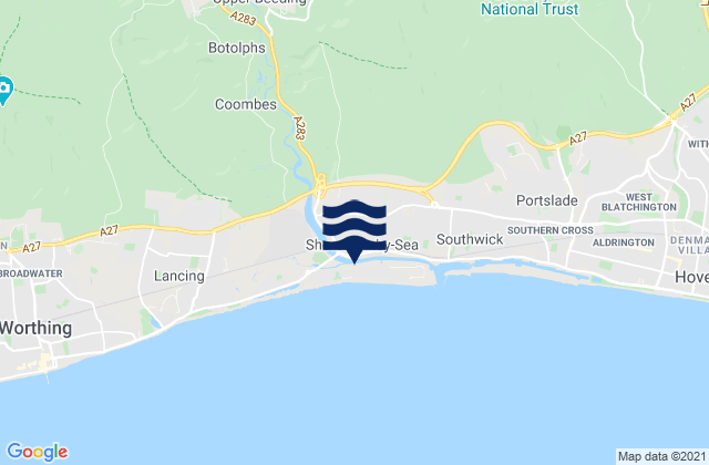 Shoreham-by-Sea, United Kingdomの潮見表地図