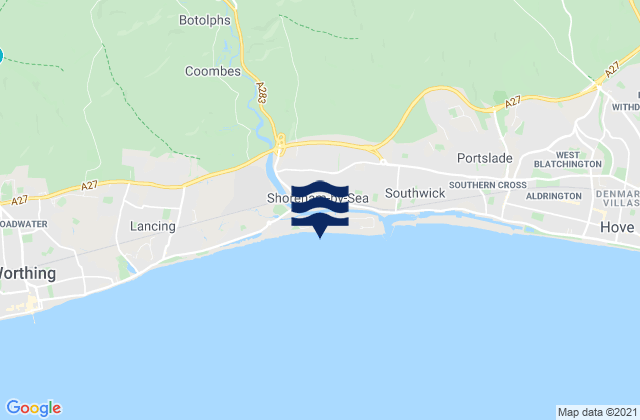 Shoreham Beach, United Kingdomの潮見表地図