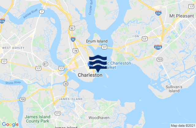 Shutes Folly Island 0.4 mile west of, United Statesの潮見表地図