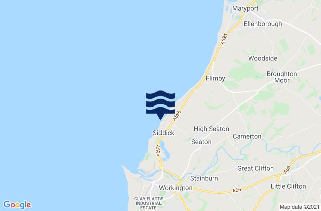 Siddick Beach, United Kingdomの潮見表地図