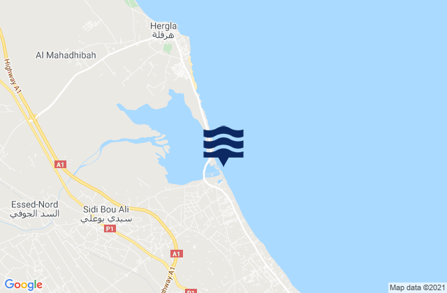Sidi Bou Ali, Tunisiaの潮見表地図