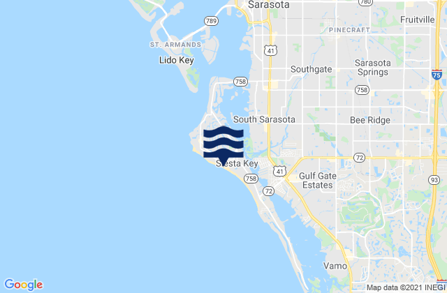 Siesta Key Beach, United Statesの潮見表地図