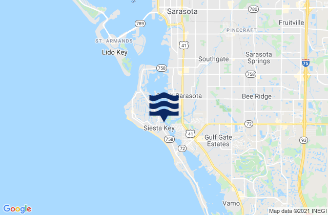 Siesta Key, United Statesの潮見表地図