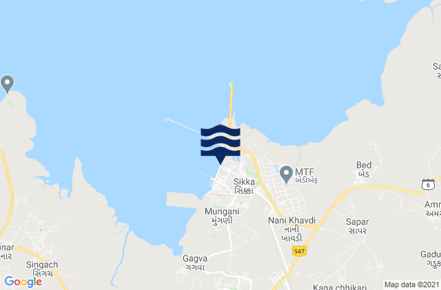 Sikka, Indiaの潮見表地図