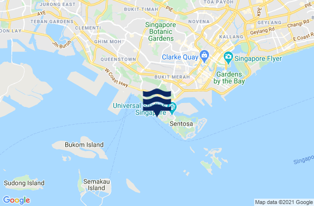 Siloso Beach, Singaporeの潮見表地図