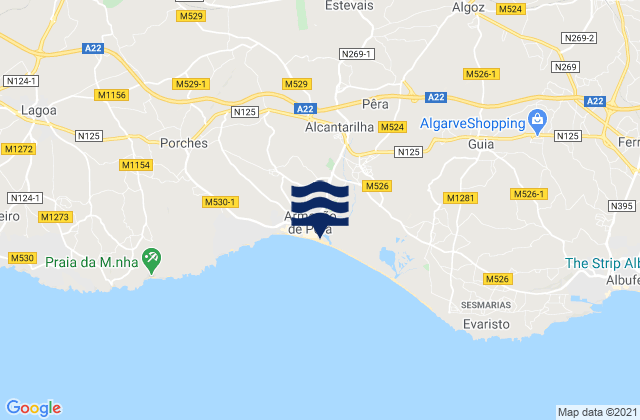 Silves, Portugalの潮見表地図