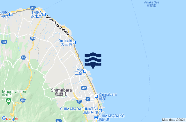 Simabara-Sinkoo, Japanの潮見表地図