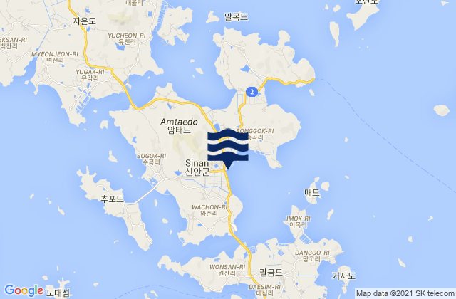Sinan, South Koreaの潮見表地図