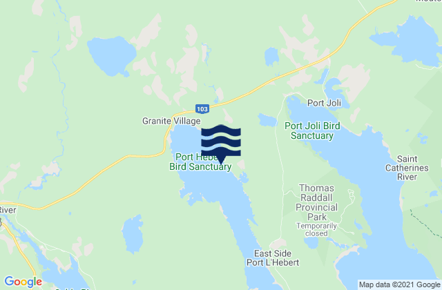 Sinclair Island, Canadaの潮見表地図