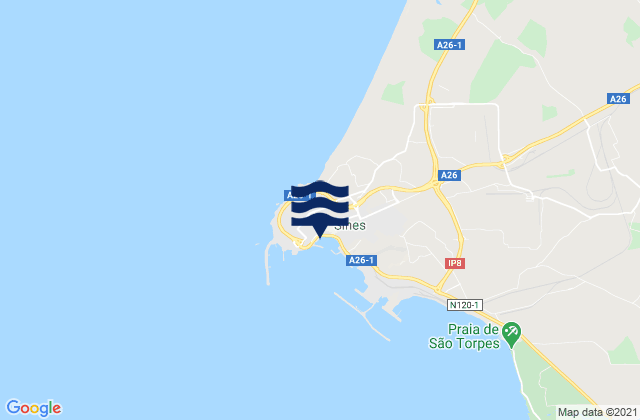 Sines, Portugalの潮見表地図