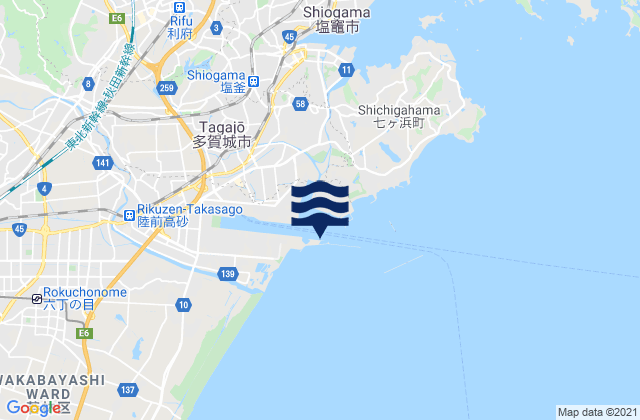 Siogama-Sendai, Japanの潮見表地図