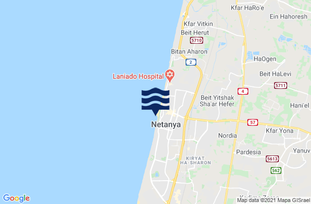 Sironit Beach, Palestinian Territoryの潮見表地図