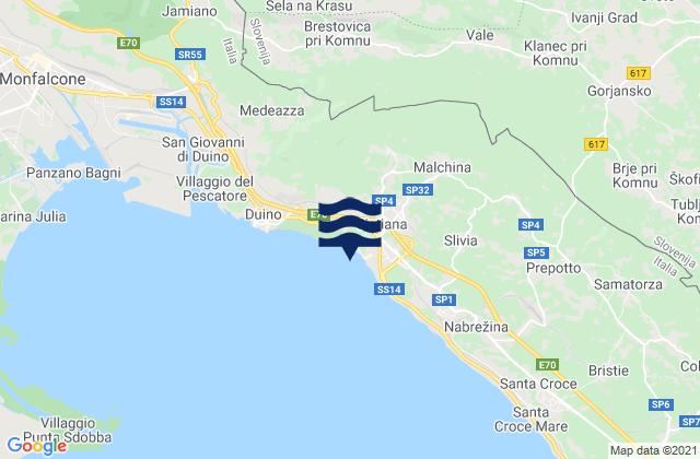 Sistiana-Visogliano, Italyの潮見表地図