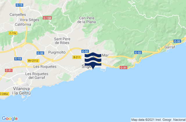 Sitges, Spainの潮見表地図